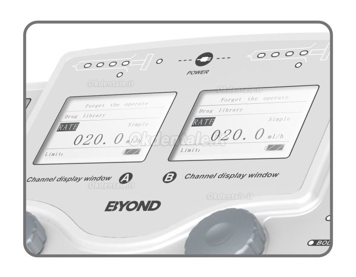 Byond BYZ-810T Pompa a siringa a doppio canale con lcd schermo e allarme visivo